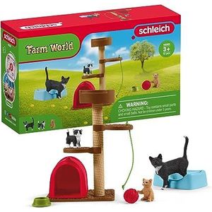 schleich 42501 FARM WORLD assortiment dierenfiguren met katten en kittens - Schleich speelgoedset. Realistische figuren met mama, kat en kitten, voor jongens en meisjes vanaf 3 jaar