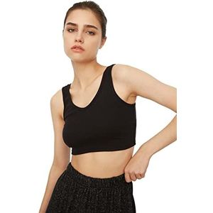 Trendyol V-hals crop gebreide damesbustier, zwart.