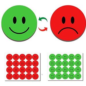 KAARP Dubbelzijdige smiley-magneten voor whiteboard, rode magneten en groene magneten in één (2,5 cm) (XL003)