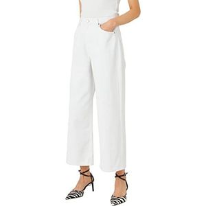 Koton Victoria Pantalon en jean pour femme Taille haute Coupe large, Blanc cassé (001), 25-32