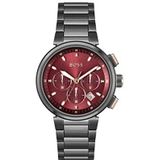 BOSS 1514000 Quartz chronograaf herenhorloge met grijze roestvrijstalen armband, Rood, Armband