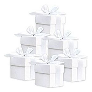 Partydeco.pl 50 stuks mooie geschenkdozen voor bruiloft, geboorte, doop wit