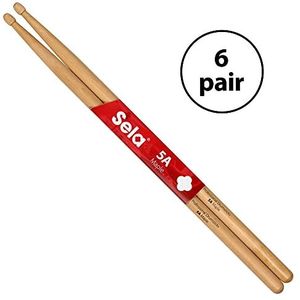 Sela Maple 5A drumstokken - ideaal voor een zachte rok - drumstokken voor gevorderden - 1 paar houten stokken - drumstel accessoires van ahornhout - eikelkopvorm