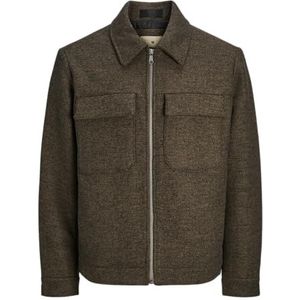 Jack & Jones Jprblurussel Wool Blend jas Sn korte herenjas, Nuthatch/detail: keperstof