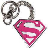 The Noble Collection DC Supergirl Pink Logo sleutelhanger – 2 inch (5 cm) De Cast Metal sleutelhanger – officieel gelicentieerde filmset, Meerkleurig