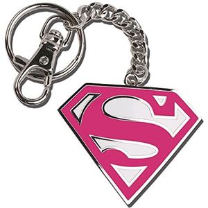 The Noble Collection DC Supergirl Pink Logo Sleutelhanger, 5 cm, gegoten metalen sleutelhanger - Officieel gelicentieerde filmset rekwisieten, Roze, Supergirl