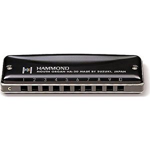 Suzuki HA20Eb Hammond mondharmonica in E-B-Mol, 10 gaten, zwart