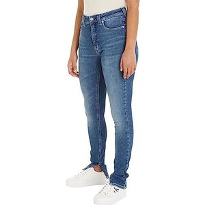 Calvin Klein Jeans Enkelbroek super skinny hoge taille dames, Donkere denim