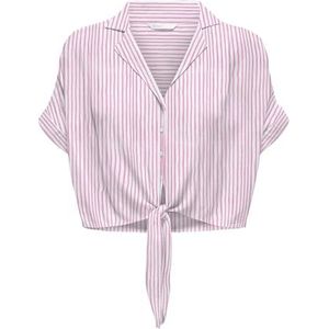 ONLY Onlpaula Life S/S Tie Shirt Wvn Noos Damesblouse met korte mouwen, Wit