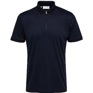 SELETED HOMME Slhfave Zip Ss Poloshirt voor heren, Sky-kapitein