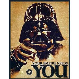 LBS4ALL Vintage reclamebord 20x15cm - Pub Shed Bar Man Cave Home Slaapkamer Kantoor Keuken Gift Metaal - Poster Retro Star Wars Darth Vader War Poster Empire Needs You