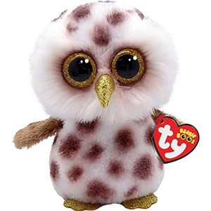 Ty Beanie Boo's Knuffel Whoolie de uil, 15 cm, TY36574, TY36574, wit, bruin, S