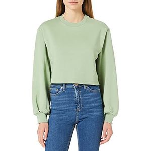 NA-KD Sweatshirt met korte mouwen voor dames met volumineuze mouwen, Groen