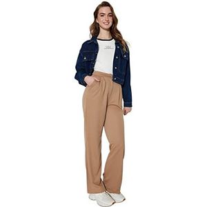 Trendyol Pantalon de survêtement femme, taille normale, jambe large, coupe régulière, modeste, marron clair, XL