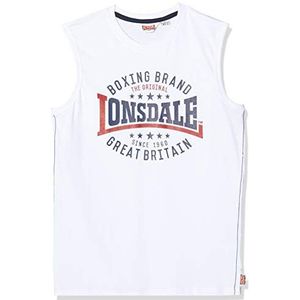 Lonsdale St.Agnes T-shirt voor heren, mouwloos, smalle pasvorm, Wit.