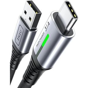 INIU USB Type-C-kabel, 2 m, 3,1 A, USB C-kabel, snel opladen, QC 3.0, legering, gevlochten nylon, type C, kabel type C, voor Android, iPad, Xiaomi, Huawei, Samsung S22, Ultra, Google, Pixel, OnePlus,