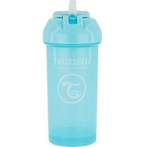 Twistshake Straw Cup drinkbeker met rietje, lekvrij, 360 ml, trainingmok voor baby's met zacht siliconen rietje, ergonomisch, BPA-vrij, 6 maanden en meer, pastelblauw