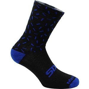 SIX2 Merinos Six2 Sokken voor volwassenen, uniseks, zwart/blauwe lijn