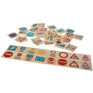 Hess 14950 houten geheugenspel met 48 delen, verkeersbord voor kinderen vanaf 3 jaar, handgemaakt, gecombineerde geheugentraining met speelplezier