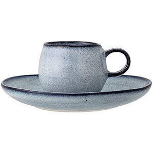 Bloomingville Espressokop met schotel van keramiek, zandblauw