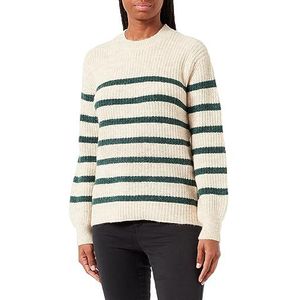 PIECES Pcnanna LS O-hals Wool Knit Noos Bc Sweater voor dames, Berken/strepen: trekking groen