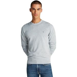Tommy Hilfiger Classic Cotton Crew Neck Pullover, Light Grey Heather, M Homme, Gris clair., M