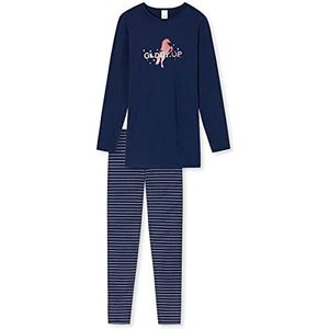 Schiesser Langer Mädchen Schlafanzug meisjes Pyjamaset, meerkleurig 3, 128