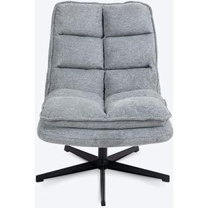 MEUBLE COSY Fauteuil rembourré pivotant à 360°, chaise de salon avec accoudoirs, fauteuil relax avec dossier pliable pour chambre à coucher, salon, gris, 65 x 79,5 x 85 cm, métal tissu