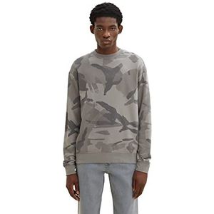 TOM TAILOR Denim Heren sweatshirt met camouflagepatroon, 30829 - Grijs Abstract Camou Print, M, 30829 - Grijs Abstract Camou Print