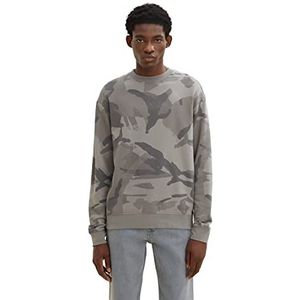 TOM TAILOR Denim Heren sweatshirt met camouflagepatroon, 30829 - Grijs Abstract Camou Print, XS, 30829 - Grijs Abstract Camou Print