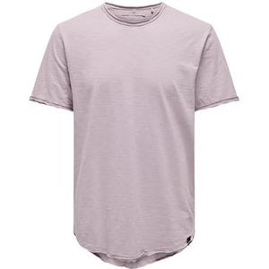 ONSBENNE T-shirt à col rond pour homme, long, uni, manches courtes, basique, en coton, Nirvana, S