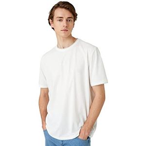 Koton T-shirt basique en coton à col rond à manches courtes pour homme, Ecru (002), XXL