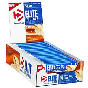Dymatize Elite Layer Bar White Choc Vanilla & Caramel, 18 x (2 x 30 g) – repen met hoge proteïne en lage suiker