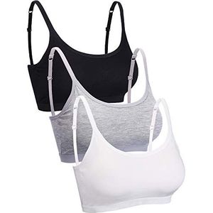 Blulu Mini Camisole Bra Wireless Padded Bra with Adjustable Straps for Women Girls Black White Grey