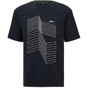 BOSS T-shirt 6 pour homme coupe décontractée en coton extensible avec logo, bleu, S