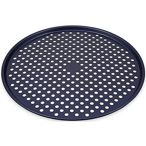 Zyliss E980204 Pizzaplaat met antiaanbaklaag, koolstofstaal, 36 cm, donkerblauw, vaatwasmachinebestendig