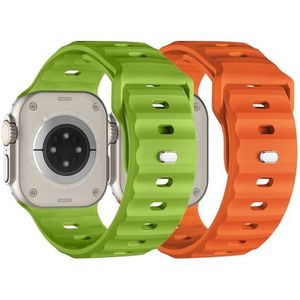 Suitisbest Set van 2 sportarmbanden compatibel met Apple Watch Ultra 2/Ultra 49/44/45/42 mm, verstelbare siliconen armband met metalen drukknop voor iWatch Series 9, SE, 8, 7, 6, 5, 4, heren