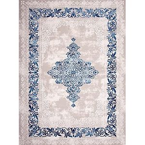 Mani Textile Tapijt, barokstijl, antislip, machinewasbaar (blauw, 120 x 180 cm)