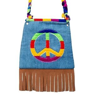 Boland 44519 Peace handtas, schoudertas, hippie, vrede, bloemenkracht, accessoires jaren 60, themafeest, carnaval