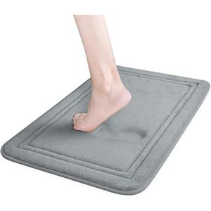 ITSOFT Badmat van traagschuim, antislip, absorberend, ultracomfortabel, fluweel, machinewasbaar, 150 x 58 cm, grijs