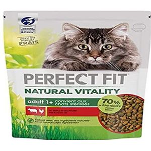 Perfect Fit Natural Vitality Droogvoer voor volwassen katten, 6 zakken, 1 kg, geschikt voor gesteriliseerde katten, compleet voer met natuurlijke ingrediënten