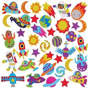Baker Ross Schuimstickers met zonnestelsel, 100 stuks, stickers voor kinderen (FX140)