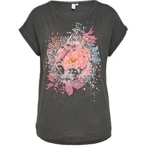 Oversized T-shirt in gewassen look met print op de voorkant, zwart., L