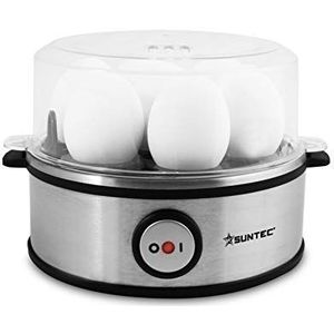 SUNTEC EGG-8564 design roestvrijstalen eierkoker [voor 1 tot 7 eieren(s), instelbare kookgraad, geluidssignaal, met roereikom + maatbeker met picknick, max. 360 W]