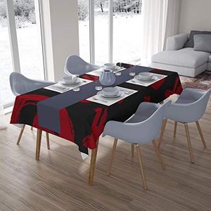 Bonamaison, schimmel, sneldrogend, vuilafstotend, machinewasbaar, 100% polyester, tafelkleed, rood, zwart, 140 x 200 cm, ontworpen en geproduceerd in Turkije