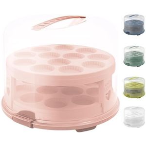 Rotho Fresh Hoge taartstolp met dienbladen, voedselveilig kunststof (PP), BPA-vrij, roze, 35,5 x 34,5 x 26,0 cm