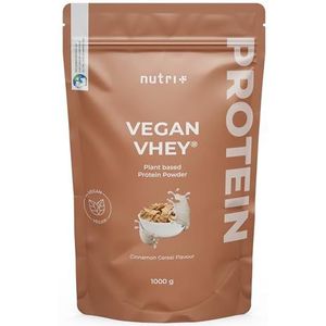 Nutri + Vegan Vhey Kaneelgraan 1 kg - 3K eiwitshake - Lactosevrij vegan eiwitpoeder - Kaneelgraan eiwitcomplex 1000 g eiwitpoeder