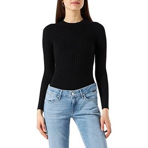 VERO MODA Damesblouse met geribbeld design, zwart.