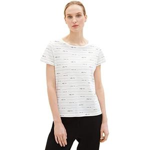 TOM TAILOR T-shirt voor dames, 32080 - Wit Maritiem Wording Design