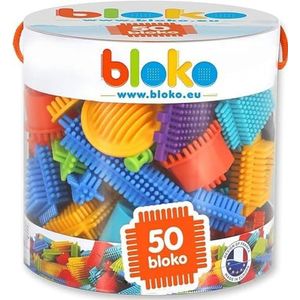 BLOKO Tube met 50 Mijn eerste bouwstenenset – vanaf 12 maanden – eenvoudig te hanteren – speelgoed voor kinderen vanaf 1 jaar – gemaakt in Europa – 503502